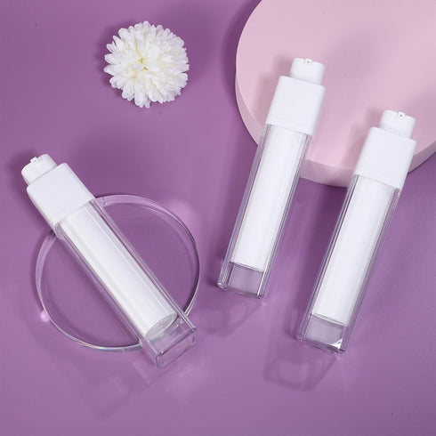 Holibanna Airless Pump Dispenser Foundation Bottle: 3pcs 50ml Skincare Moisturizer Empty Refillable Pumps Container 1.7oz Reusable Travel Dispense...