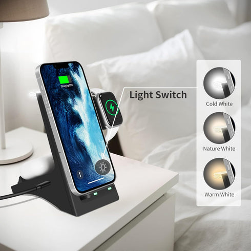 Wireless Charger, 3 in 1 Wireless Fast Charging Stand Dock for Apple Watch 6/5/4/3/2, Airpods 2/Pro, iPhone 13/13 Pro/13 Pro Max /12/11/Pro/Pro Ma...