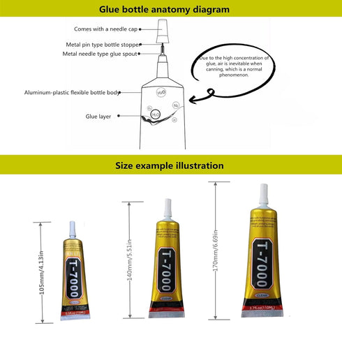 T-7000 15ml Super, Glass,Fabric,Craft, Adhesive,Puzzle, Glue Suitable for Repair Multipurpose High Performance Industrial Glue Semi Fluid Black Ad...