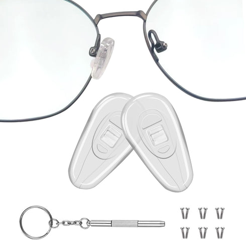 Eyeglasses Nose Pads, Upgraded Soft Silicone Air Chamber Eyeglass Nose Pads, 6 Pairs of Screw-in 15mm Glasses Nose Pad Set with Screws and Micro S...