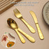 Gold Toddler Utensils, Gold Titanium Coated 4 Pieces Stainless Steel Toddler silverware set, Kids Utensils Forks and Spoons, Mirror Polished Smoot...