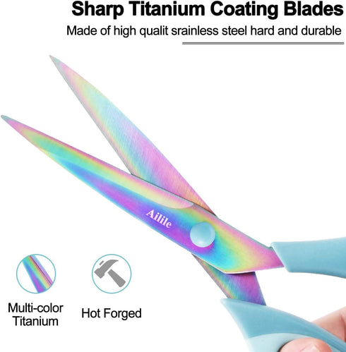 Craft Scissors, All Purpose Sharp Titanium Blade Shears, Comfortable Grips, School Scissors Set of 3 pack, Ideal for Office, Home, Sewing, Fabric,...
