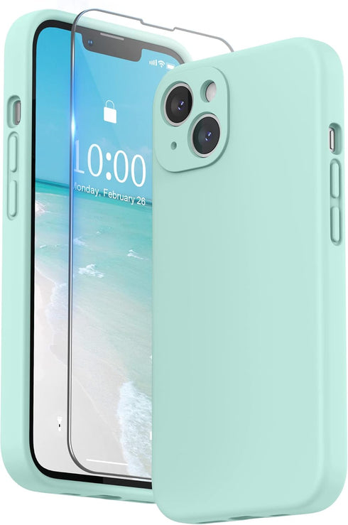 SURPHY Compatible with iPhone 13 Case with Screen Protector, (Camera Protection + Soft Microfiber Lining) Liquid Silicone Phone Case 6.1 inch 2021...