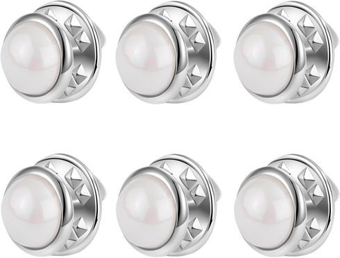 6 Pcs Mini No Sew Pearl Buttons Anti Exposure Fixed Brooches Cover up Buttons Detachable Reusable Multi-purpose for Clothes(White,10mm)...
