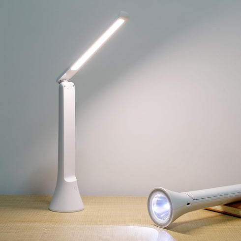 Rechargeable Desk Lamp, Foldable Portable Battery Operated Desk Lamp for Home Office, 2500mAh Cordless LED Desk Lamp with Flashlight Function, Eye...