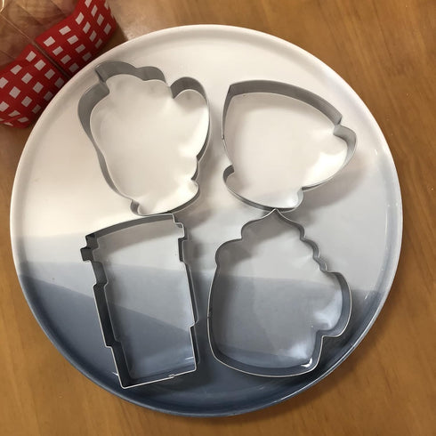 Large Coffee Cup Cookie Cutter Set-4 Piece-Coffee Mug, Hot Cocoa Mug, Lette, Teacup Cookie Fondant Biscui Cutters...