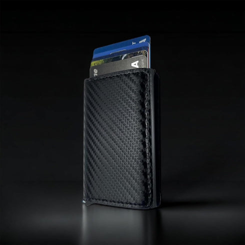 TARKS Minimalist Wallet Slim Carbon Fiber Design RFID-Blocking with Automatic Pop-Up Aluminum Credit Card Holder and Money Clip for Men and Women-...