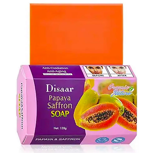 Papaya Saffron Soap Bar Anti-Aging Anti-Oxidation Moisture Foam Repair Skin Care 120g / 4.23oz...
