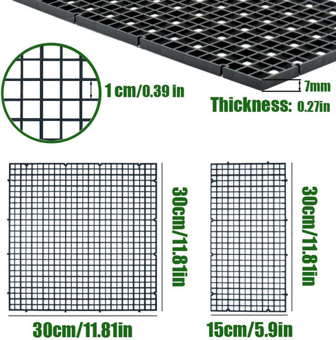 8 Pieces 11.8x11.8in (30X30cm) Aquarium Grid Plastic, Fish Tank Divider, Egg Crate for DIY Filtration and Bottom Protection in Aquascaping (Black-...
