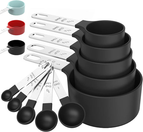 TILUCK Measuring Cups & Spoons Set, Stackable Cups and Spoons, Nesting Measure Cups with Stainless Steel Handle, Kitchen Gadgets for Cooking & Bak...