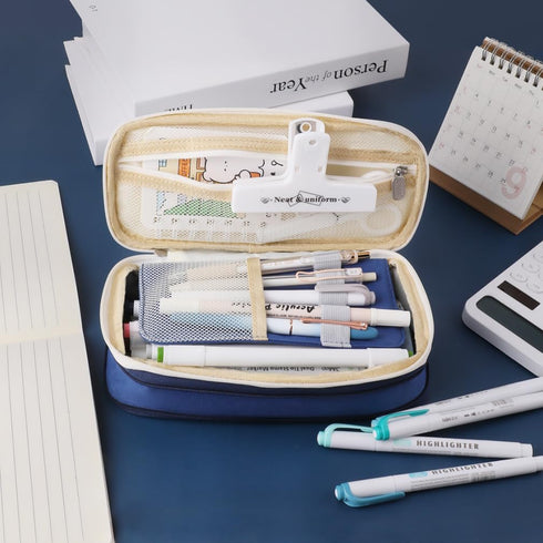 iSuperb Foldable Pencil Case Zipper Big Capacity Aesthetic Canvas Pencil Pouch Compartments Stationery Organizers Pen Bag for Kids Girls Boys Teen...