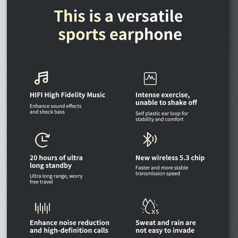 Wireless Earbuds, Noise Cancelling Bluetooth 5.3 Sports Headphones with Ear Hooks, 60H Playtime Digital Display IPX7 Waterproof Over-Ear Earphones...