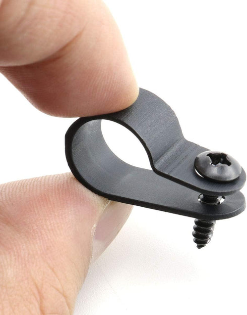 heyous 100pcs 1/2 inch (13.2mm) R-Type Cable Clamp Nylon Wire Hose Tube Fastener Fixed Cable Tie Mount Organizer Holder R Type Cable Clip with Mou...