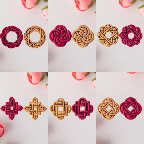 6 Pcs Chinese Style Polymer Clay Cutters,Retro Boho Flower Texture Polymer Clay Earrings Polymer Clay Molds Vintage Geometry Line Clay Earring Cut...