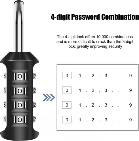 Combination Lock Waterproof 4 Digit Padlocks with Combination Code, Zinc Alloy Combination Lock for Door, Tool Boxes, Schools, Gym, Garden, Fences...