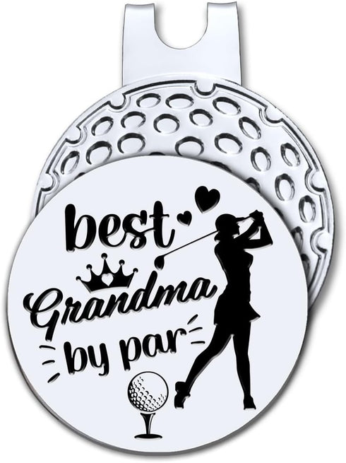 Best Grandma by Par Golf Ball Marker with Magnetic Hat Clip, Funny Golf Accessories and Golf Gifts for Women Mom Grandma, Birthday Christmas Retir...