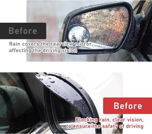 2 PCS Mirror Rain Visor Eyebrow, Waterproof Auto Side Rear View Mirror Guard, Carbon Fiber View Mirror Cover, Exterior Accessories Fit for Most Ca...