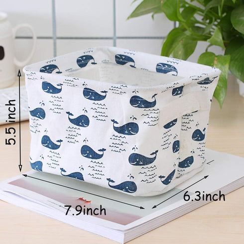 Foldable Storage Basket - Set of 6 Small Collapsible Canvas Containers Organizers with Handle for Home Decor or Storing Toys, Keys, Sundries, Litt...