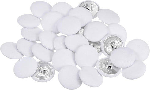30pcs 40L Fabric Cloth Covered Button 25mm Round Metal Shank Sewing Buttons for Suits Dress Blouses, White...