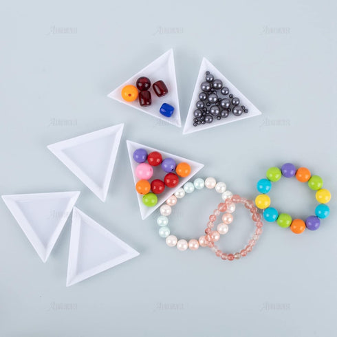 AUEAR, Bead Sorting Trays Plastic Nail Art Plates for DIY Craft Jewelry Project (White, 30 Pack Triangle)...
