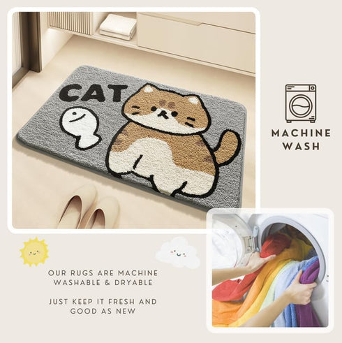 Cute Animal Rug, Adorable Mat, Cartoon Floor Mats, Non Slip Extra Absorbent Soft Bath Rug, Machine Washable, Bathtub Carpet Shower Indoor Area Use...