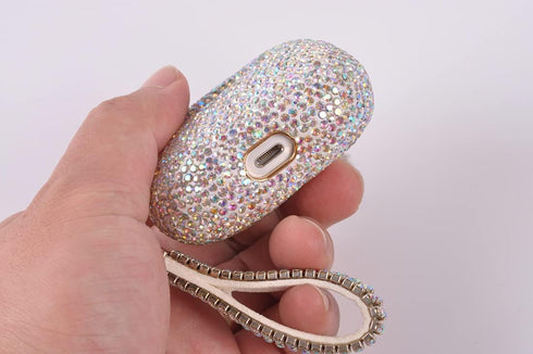 Sparkly Diamond Case for AirPods Pro 1&2 Generation with Keychain, Shockproof Protective Premium Bling Rhinestone Cover Skin Compatible with AirPo...