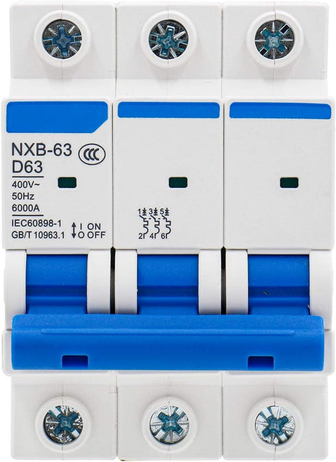 Baomain Mini Circuit Breaker NXB-63 D63 AC 400V 63Amp 3 Pole DIN Rail Mounting Work for Motor Protection and Air Compressor...