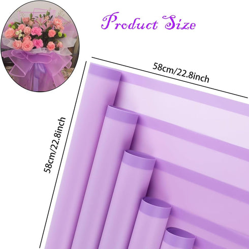 EMITAOHWF 20-Sheet Flower Wrapping Paper, Purple and Purple Edge Floral Waterproof Bouquet Wrapping Paper for Flowers, Florist Wrapping Paper for ...