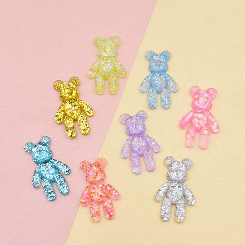 Daimay 20 Pieces 10 Colors Cute Bear Charm Pendants Cartoon Keychain Pendants Resin Gummy Candy Necklace Colorful for Earring Bracelet DIY Jewelry...