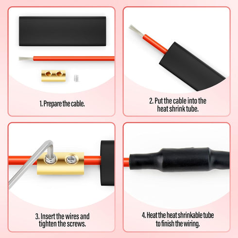 10PCS 10Awg 60A Quick Wiring Connection Terminal, Wire Connector with Set Screws and Thermoplastic Tube...