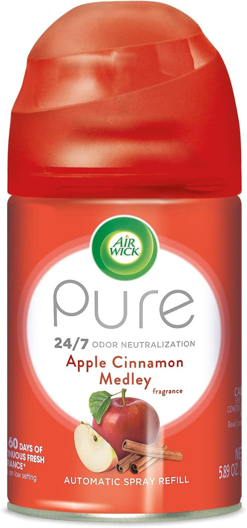 Air Wick Pure Freshmatic Refill Automatic Spray, Apple Cinnamon Medley, 1ct, Air Freshener, Essential Oil, Odor Neutralization, Packaging May Vary...