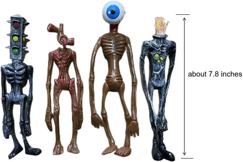 4 PCS Siren Head Toys Siren Head Action Figure Monster Amazing Head Horror Models (Series-E)...