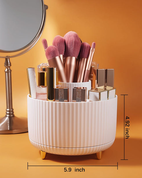 Makeup Brush Holder Organizer, 360° Rotating Makeup Brush Organizer, 5 Slot Make up Brushes Cup for Cosmetics, Nail Polish, Art, Office Supply, Ba...
