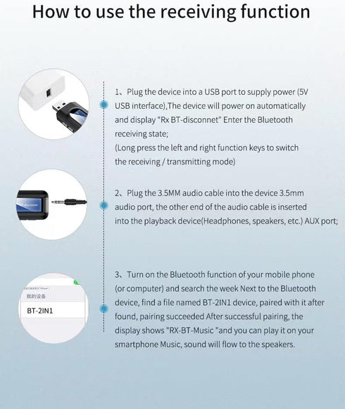 USB Bluetooth 5.0 Transmitter Receiver for TV, Portable Wireless Bluetooth Adapter, 3.5mm Jack Audio Bluetooth Transmitter for PC, Sound Card, Car...