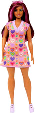 Barbie Fashionistas Doll #207 with Pink Hair Streaks Wearing Removable Heart-Print Sweater Dress, Sunglasses & Platform Shoes...
