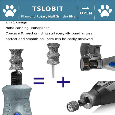 Diamond Dremel Dog Nail Grinder Attachment,1/8'' Pet Nail Grinder Wheel for Dremel Dog Nail Grinder, Diamond Rotory Bit for Dogs&Pets Nail Care,2-...
