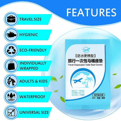 NEAGLORY 100 Pack Disposable Plastic Toilet Seat Cover Waterproof and Non Slip Individually Wrapped, for Travel, Toilet Seat Protectors for Toddle...