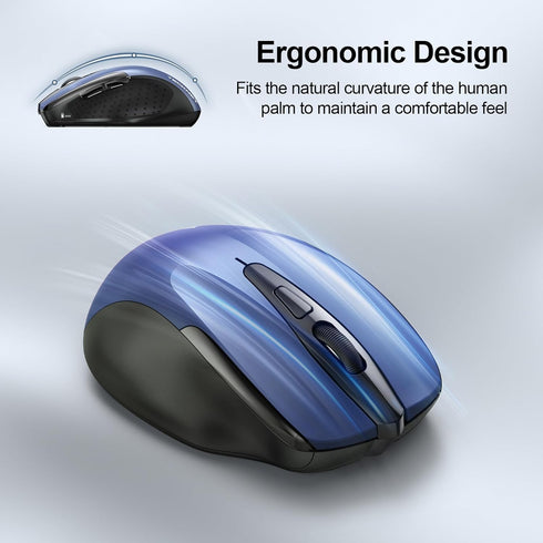 TECKNET Wireless Mouse (2.4G & BT5.0/3.0) Silent Mouse 4800 DPI Computer Mouse 6 Buttons Bluetooth Mouse, USB A Mouse Wide Compatibility - Blue...
