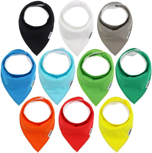 10 Pack Baby Bibs Plain Baby Bandana Drool Bibs for Drooling and Teething, Super Absorbent&Soft Bibs for Baby Boys and Girls...