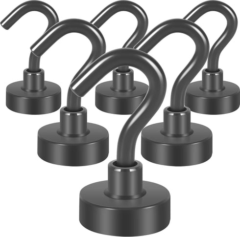Neosmuk Magnetic Hooks, 27lb+ Heavy Duty Earth Magnets with Hook for Refrigerator, Extra Strong Cruise Hook for Hanging, Magnetic Hanger for Curta...