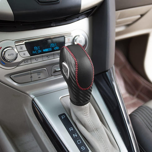 N/C Genuine Leather Automatic at Gear Shift Knob Cover Protector Trim Fit Ford Fusion EcoSport Escape Focus Transit C-Max Energi Wagon Edge Fiesta...