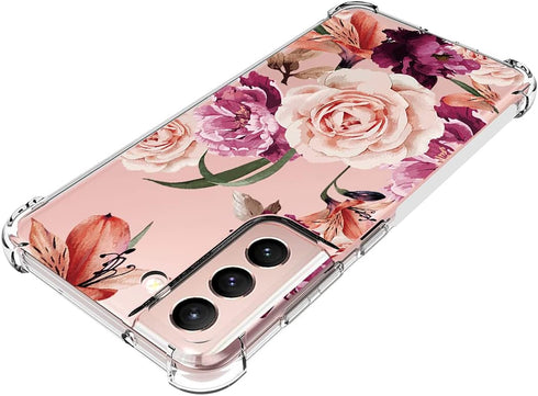 Case for Galaxy S21 FE 5G, Samsung S21 FE 5G Case for Girls Women, Clear Floral Soft Flexible TPU Slim Phone Protective Case Cover for Samsung Gal...