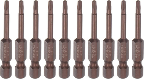 10pcs T10 Torx Bit 1/4" Hex Shank 2" Length Magnetic Security Star Screwdriver Power Tool, Red...