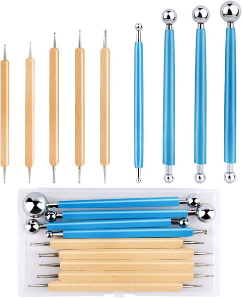 9 PCS Dotting Tools Ball Styluses with Box, Pen Dotting Tools Set for Rock Painting, Pottery Clay Modeling Embossing Nail Art...