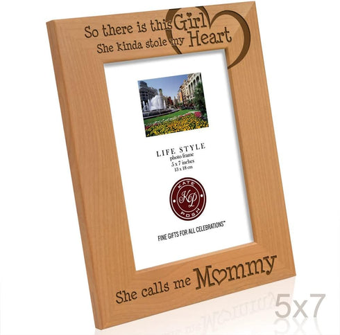 KATE POSH So There is This Girl She Calls me Mommy - Natural Engraved Wood Photo Frame - Mother and Daughter Gifts, Mother's Day, Best Mom Ever, N...