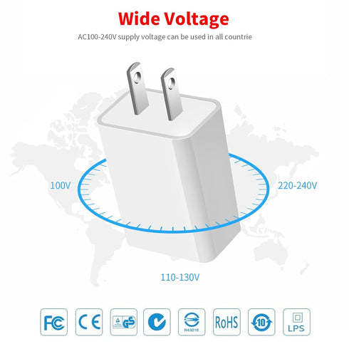 MEROM USB Wall Charger, 5V 2A Power Adapter Universal USB Plug Cell Phone Charger Block Cube Compatible with Samsung Galaxy S7/S6/S5 Edge, Google ...