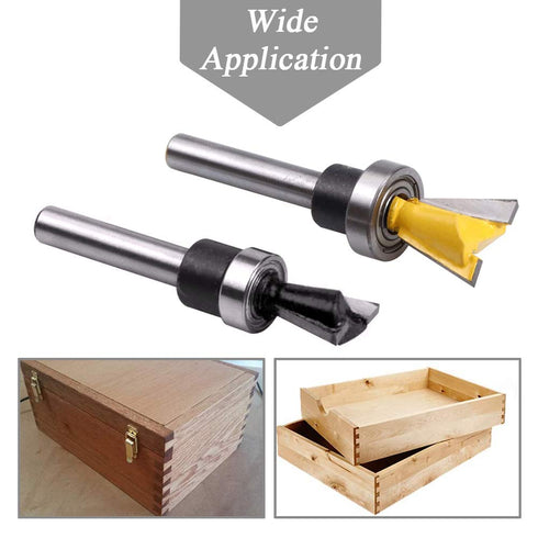 Mesee 2Pcs Dovetail Joint Bearing Router Bits, 1/4 Inch Shank Dovetail Jig Bit Woodworking Milling Cutter Tools for Furniture Wardrobe Cabinet Mak...