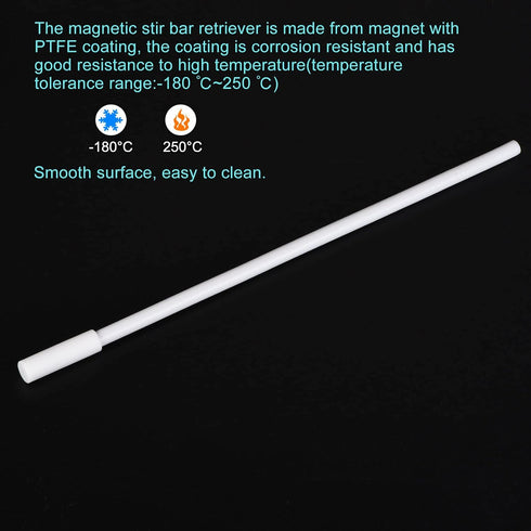 MECCANIXITY Magnetic Stir Bar Retriever 250mm(9.84 inch) Length PTFE Coating White...