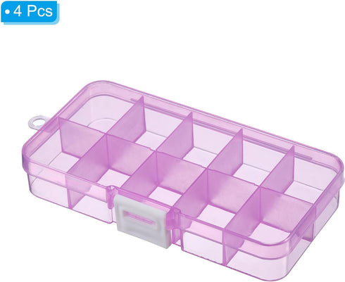 PATIKIL 10 Grids Jewelry Organizer Box, 4 Pack Clear Plastic Jewelry Boxes Storage Container for Beads Crafts DIY Earrings Pendants Rings Style 2,...