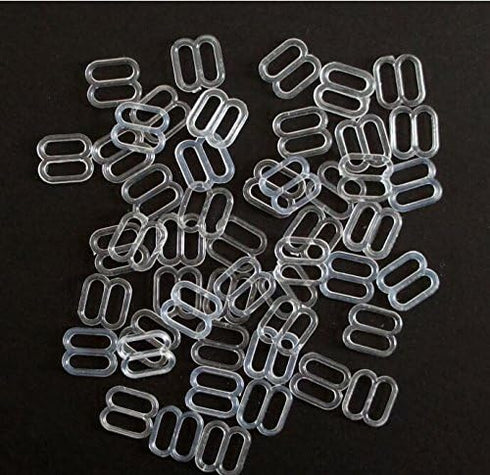 100Set Clear Plastic Invisible Lingerie Rings (8.5g) and Sliders (9g) Bra Bikini Rings (15mm)...